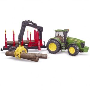 Bruder Трактор John Deere c прицепом с манипулятором и 4 бревнами 03-054