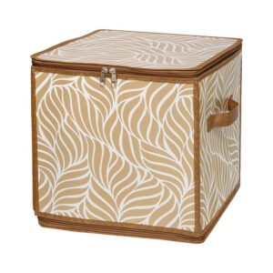 короб складной на молнии Листья 300х300х300мм бежевый