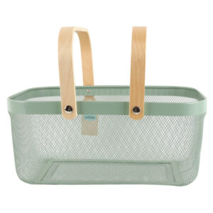 корзина для хранения TODELIA Thorm 400х210х180мм с ручкой металл/дерево зеленая