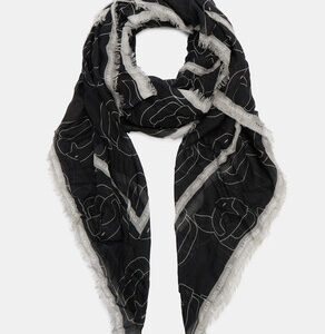 Женский платок 135x135 см. KARL LAGERFELD ikon nft aop scarf Артикул 4362790, черный
