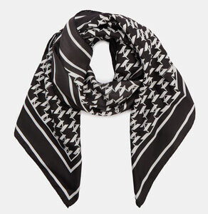 Женский платок 88x88 см. KARL LAGERFELD k/monogram silk scarf Артикул 4362787, черный